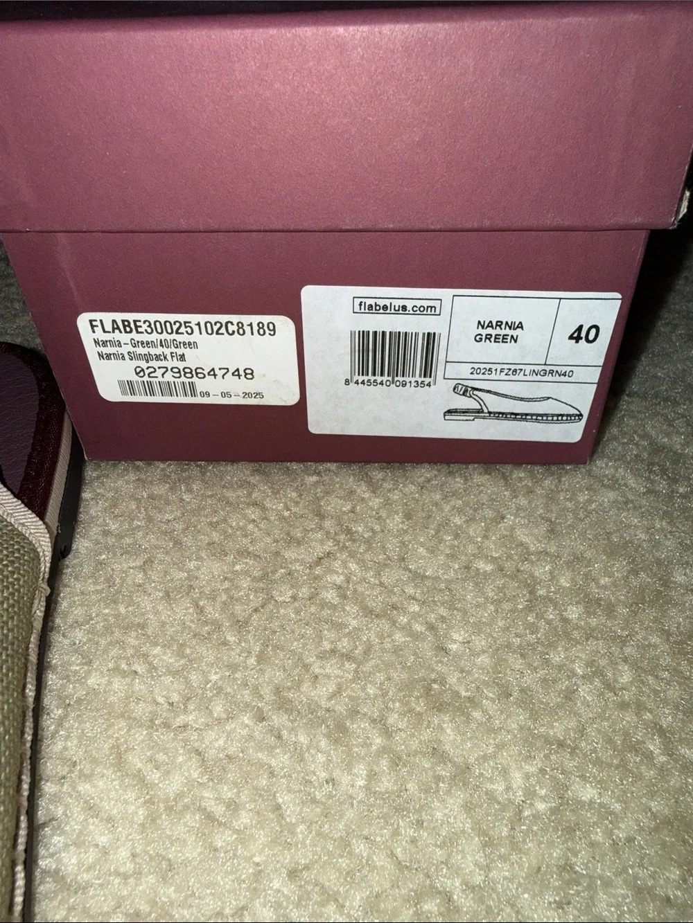Flabelus Olive Canvas Slingback Flats with Beige Trim - Picture 2 of 7